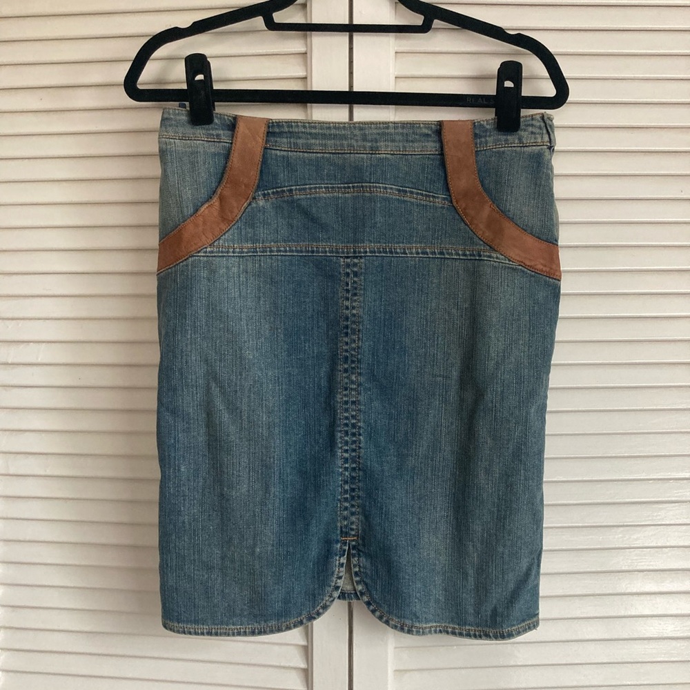 Emporio Armani Jean Skirt with Leather Details